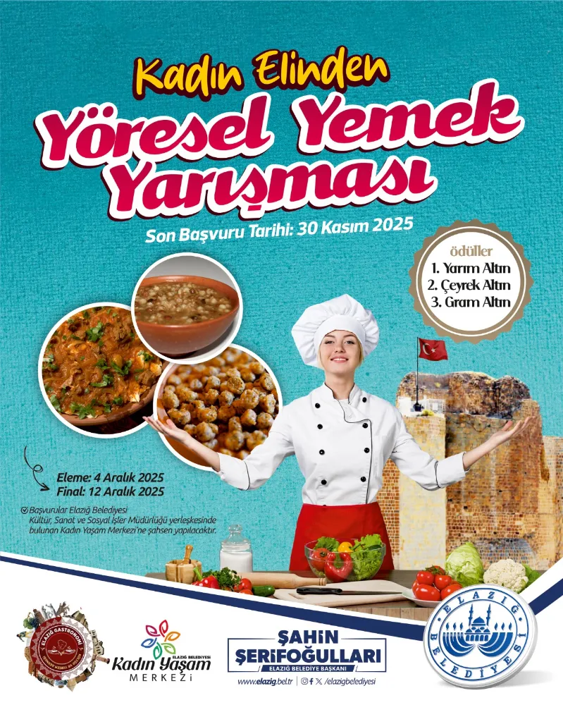 Elazığ’da “Kadın Elinden Yöresel Yemek Yarışması” Başvuruları Başladı