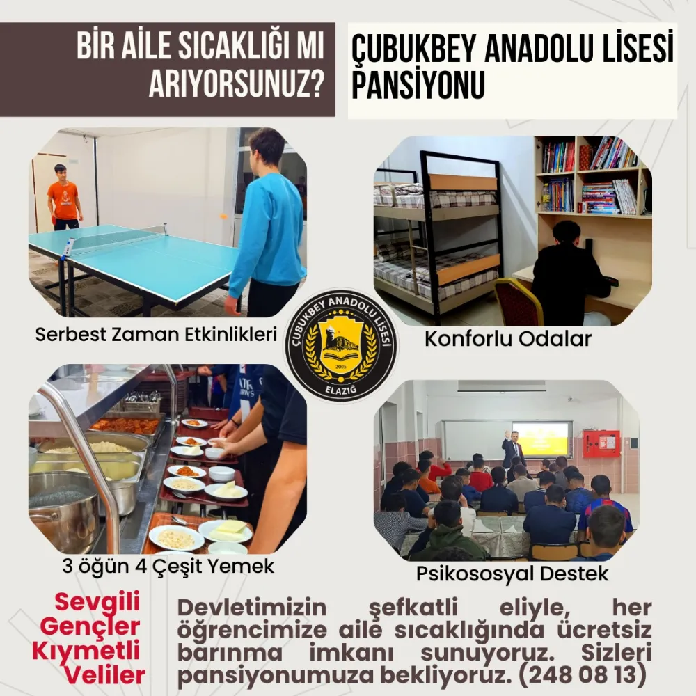 Çubuk Bey Anadolu Lisesi Pansiyonu Öğrencilere “Aile Sıcaklığı” Sunuyor