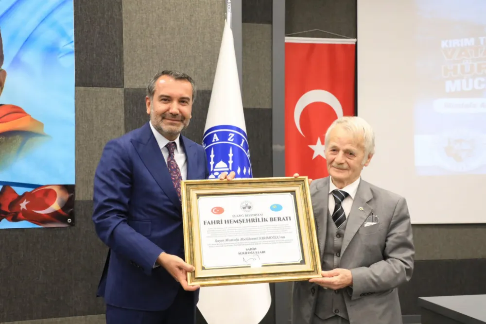 Kırımoğlu’na Elazığ’dan Fahri Hemşehrilik Beratı