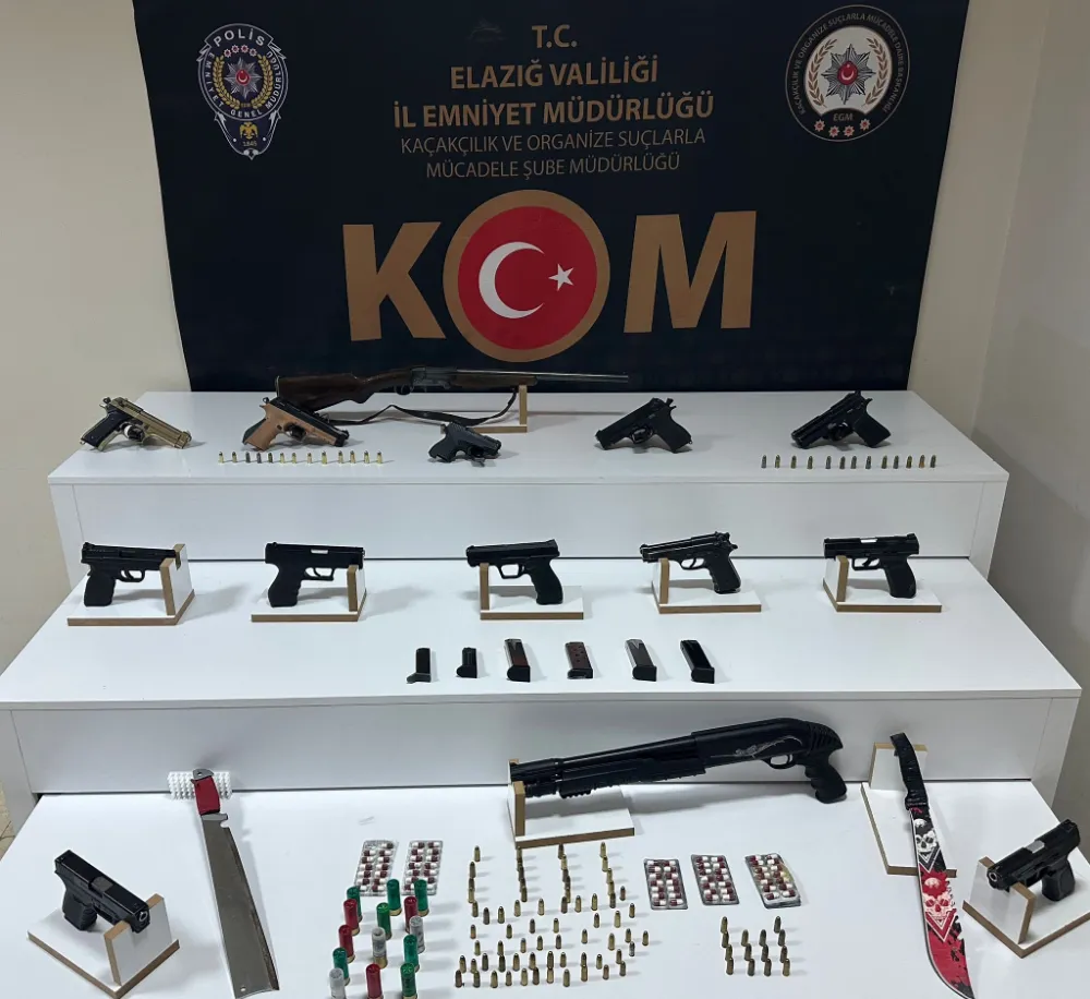 Elazığ’da Silahlı Örgüte Yönelik Operasyon, Çok Sayıda Silah ve Uyuşturucu Ele Geçirildi